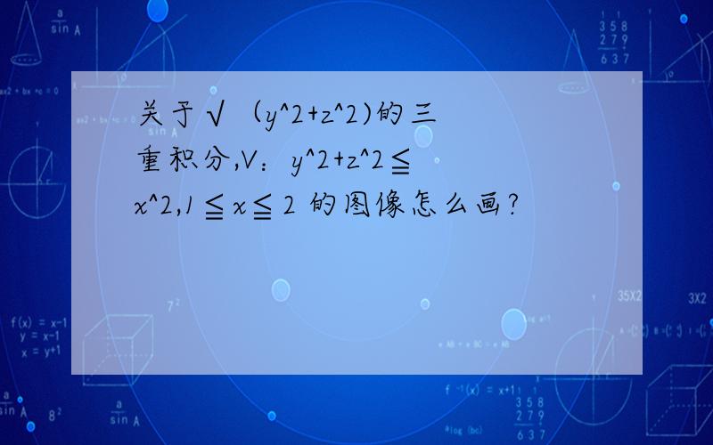 关于√（y^2+z^2)的三重积分,V：y^2+z^2≦x^2,1≦x≦2 的图像怎么画?