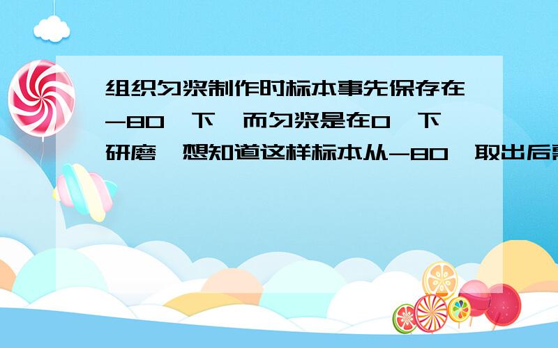 组织匀浆制作时标本事先保存在-80℃下,而匀浆是在0℃下研磨,想知道这样标本从-80℃取出后需要做什么处理