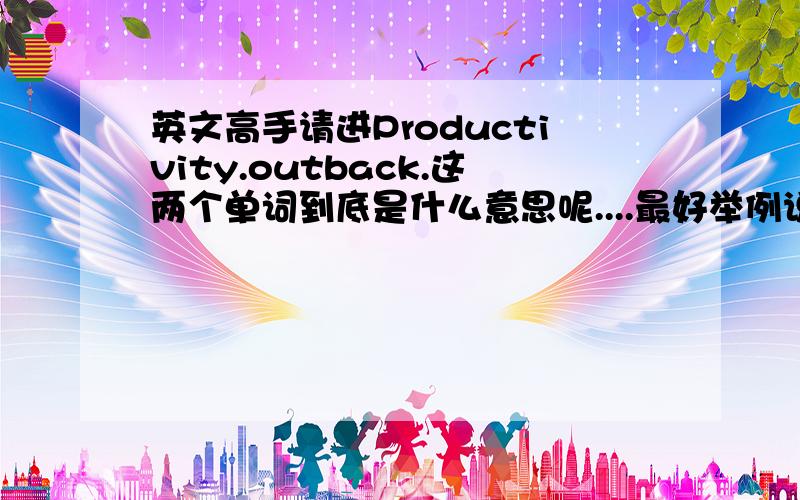 英文高手请进Productivity.outback.这两个单词到底是什么意思呢....最好举例说明...还有在He g