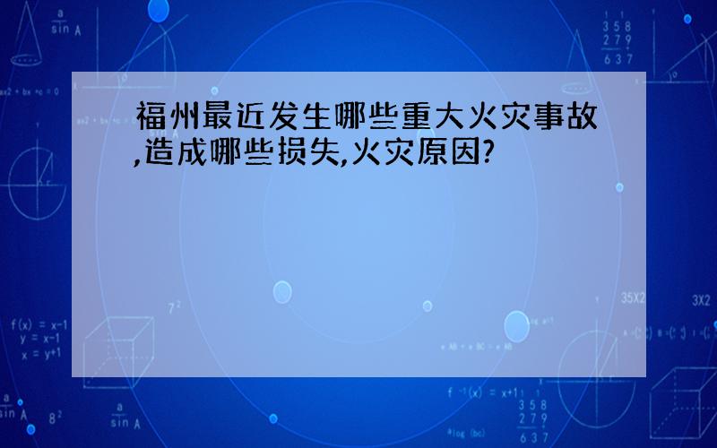 福州最近发生哪些重大火灾事故,造成哪些损失,火灾原因?