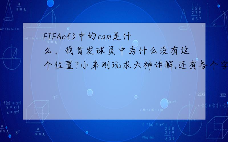 FIFAol3中的cam是什么、我首发球员中为什么没有这个位置?小弟刚玩求大神讲解,还有各个字母的意思像ST?