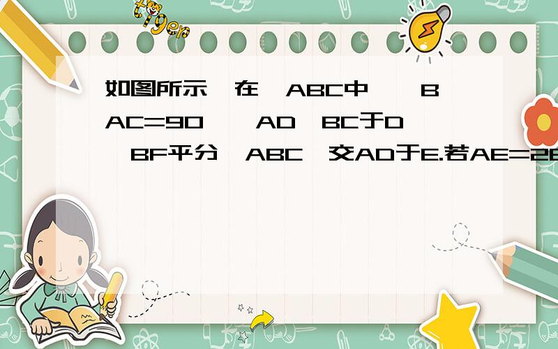 如图所示,在△ABC中,∠BAC=90°,AD⊥BC于D,BF平分∠ABC,交AD于E.若AE=26,求AF的长度