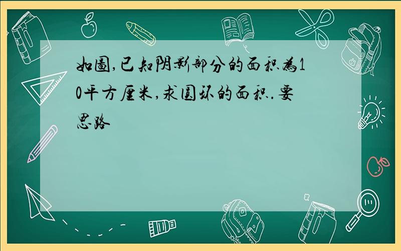 如图,已知阴影部分的面积为10平方厘米,求圆环的面积.要思路