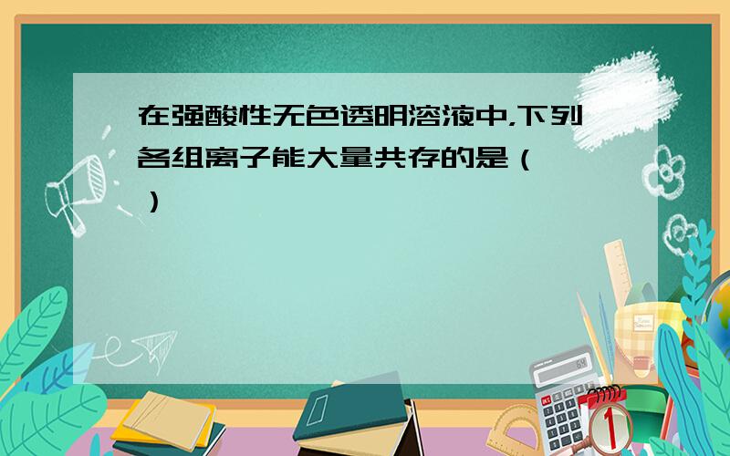 在强酸性无色透明溶液中，下列各组离子能大量共存的是（　　）