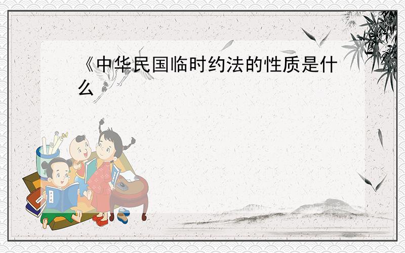 《中华民国临时约法的性质是什么