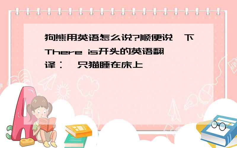 狗熊用英语怎么说?顺便说一下There is开头的英语翻译：一只猫睡在床上