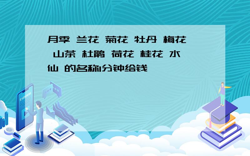 月季 兰花 菊花 牡丹 梅花 山茶 杜鹃 荷花 桂花 水仙 的名称1分钟给钱