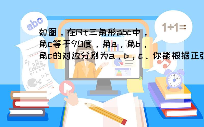 如图，在Rt三角形abc中，角c等于90度，角a，角b，角c的对边分别为a，b，c。你能根据正弦，余弦的定义探索出sin