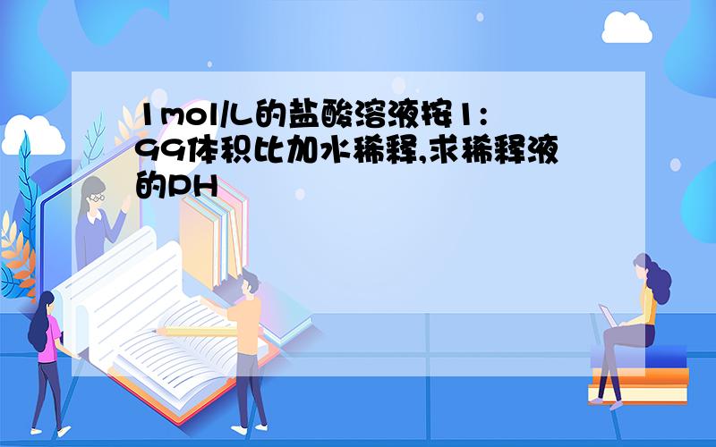 1mol/L的盐酸溶液按1:99体积比加水稀释,求稀释液的PH