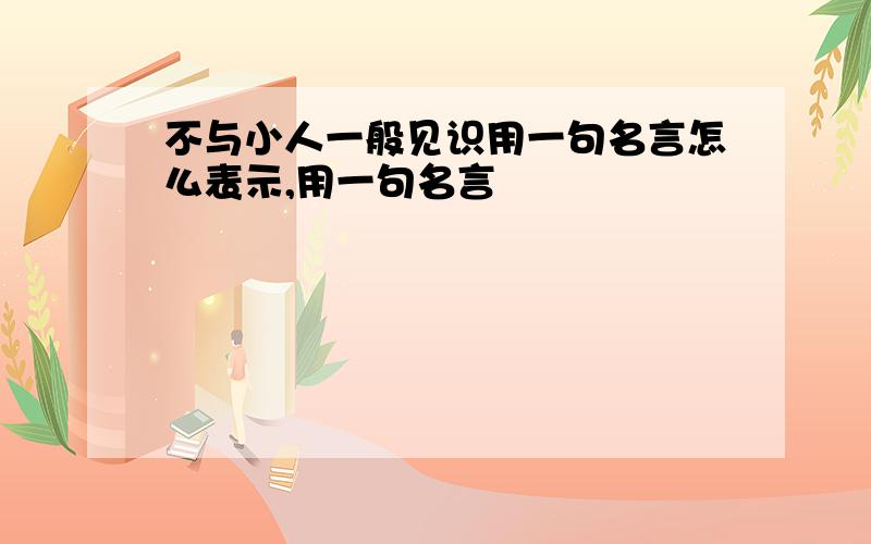 不与小人一般见识用一句名言怎么表示,用一句名言