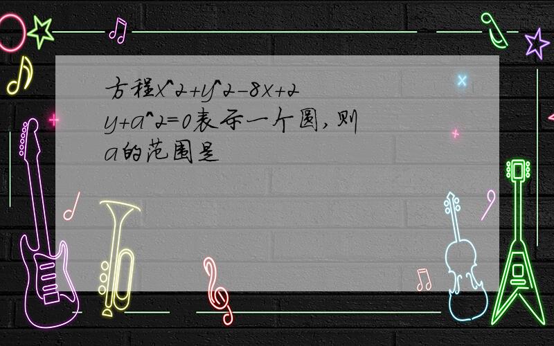 方程x^2+y^2-8x+2y+a^2=0表示一个圆,则a的范围是