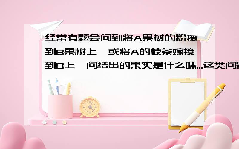 经常有题会问到将A果树的粉授到B果树上,或将A的枝条嫁接到B上,问结出的果实是什么味...这类问题我一直搞不懂,还请高人