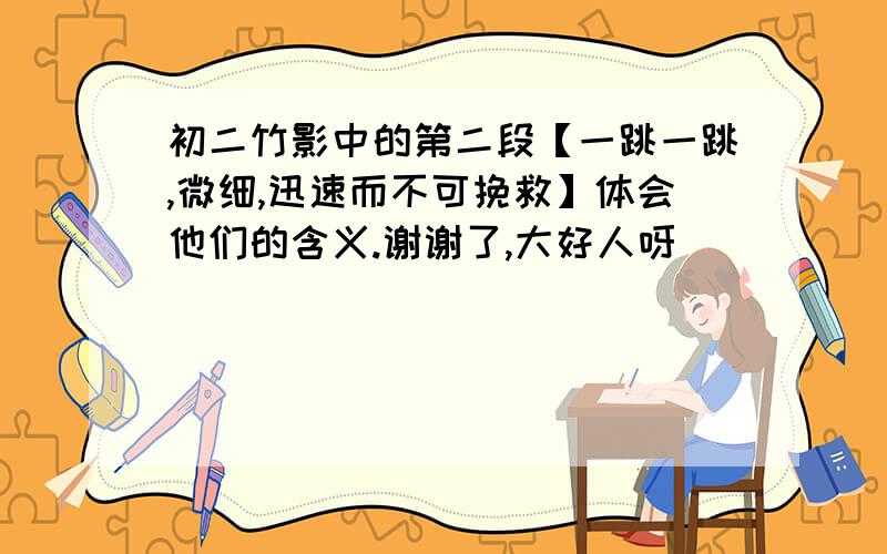 初二竹影中的第二段【一跳一跳,微细,迅速而不可挽救】体会他们的含义.谢谢了,大好人呀