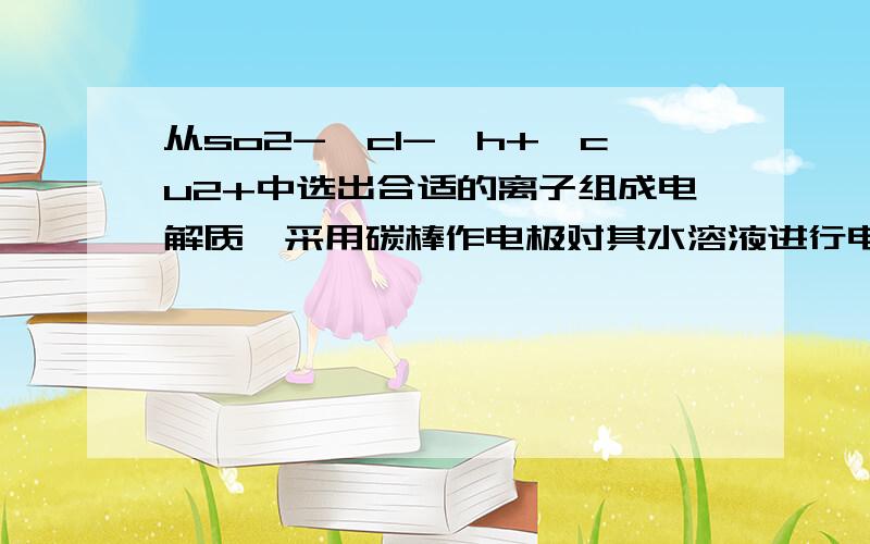 从so2-,cl-,h+,cu2+中选出合适的离子组成电解质,采用碳棒作电极对其水溶液进行电解：