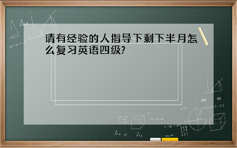 请有经验的人指导下剩下半月怎么复习英语四级?