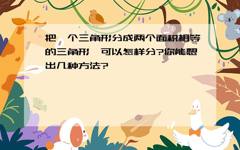 把一个三角形分成两个面积相等的三角形,可以怎样分?你能想出几种方法?