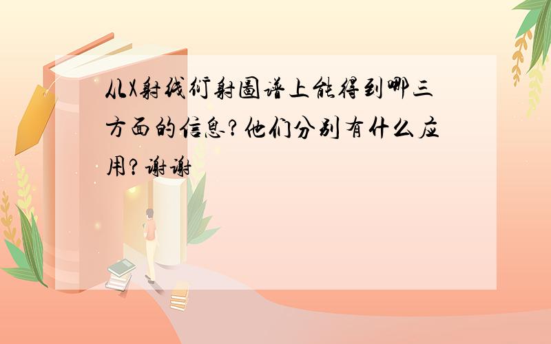 从X射线衍射图谱上能得到哪三方面的信息?他们分别有什么应用?谢谢