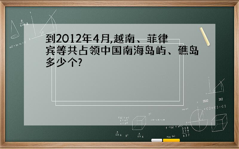 到2012年4月,越南、菲律宾等共占领中国南海岛屿、礁岛多少个?