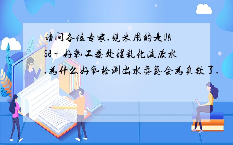 请问各位专家,现采用的是UASB+好氧工艺处理乳化液废水,为什么好氧检测出水氨氮会为负数了,