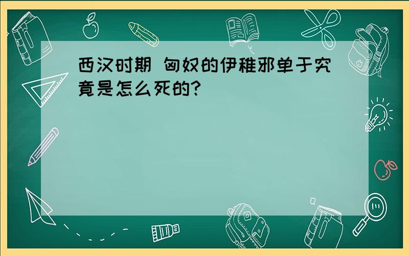 西汉时期 匈奴的伊稚邪单于究竟是怎么死的?