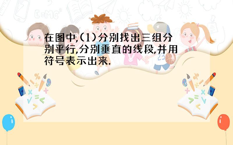 在图中,(1)分别找出三组分别平行,分别垂直的线段,并用符号表示出来.