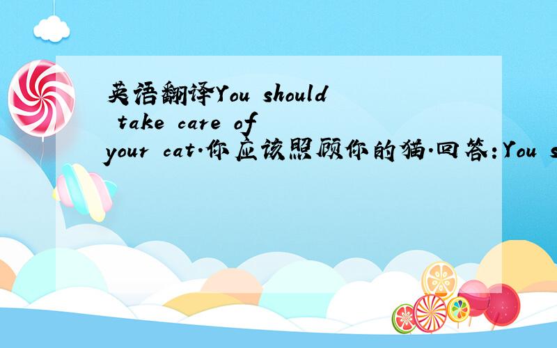 英语翻译You should take care of your cat.你应该照顾你的猫.回答：You should_