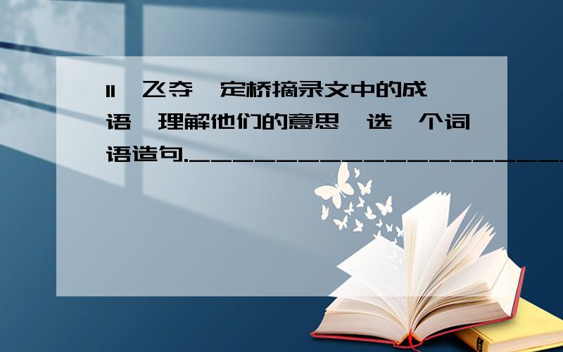 11,飞夺泸定桥摘录文中的成语,理解他们的意思,选一个词语造句.____________________________