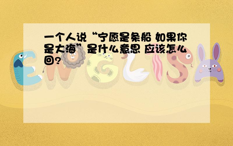 一个人说“宁愿是条船 如果你是大海”是什么意思 应该怎么回?