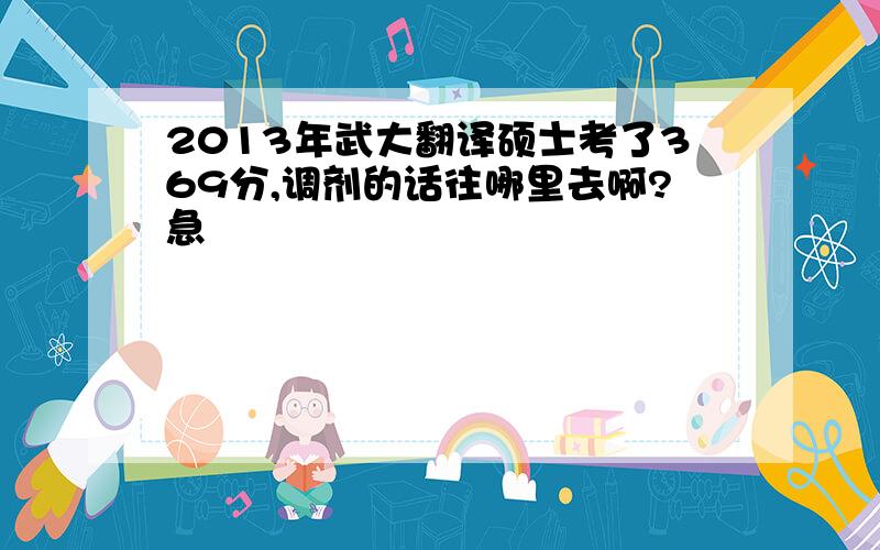 2013年武大翻译硕士考了369分,调剂的话往哪里去啊?急