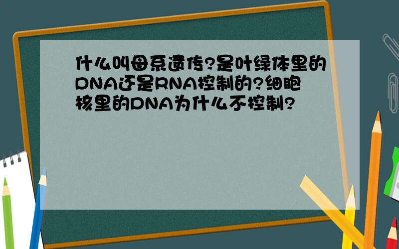 什么叫母系遗传?是叶绿体里的DNA还是RNA控制的?细胞核里的DNA为什么不控制?