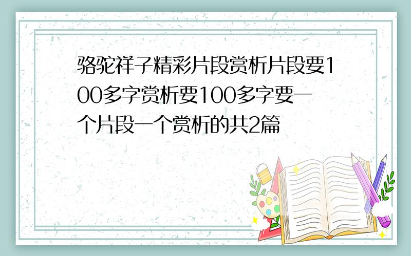 骆驼祥子精彩片段赏析片段要100多字赏析要100多字要一个片段一个赏析的共2篇