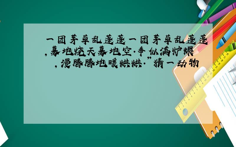 一团茅草乱蓬蓬一团茅草乱蓬蓬,蓦地烧天蓦地空.争似满炉煨榾柮,漫腾腾地暖烘烘.”猜一动物