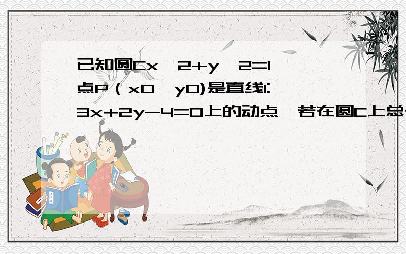 已知圆Cx*2+y*2=1,点P（x0,y0)是直线l:3x+2y-4=0上的动点,若在圆C上总存