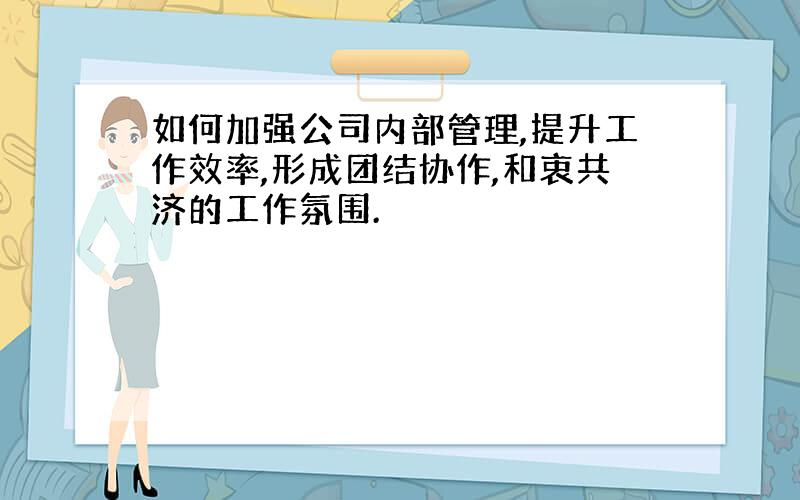 如何加强公司内部管理,提升工作效率,形成团结协作,和衷共济的工作氛围.