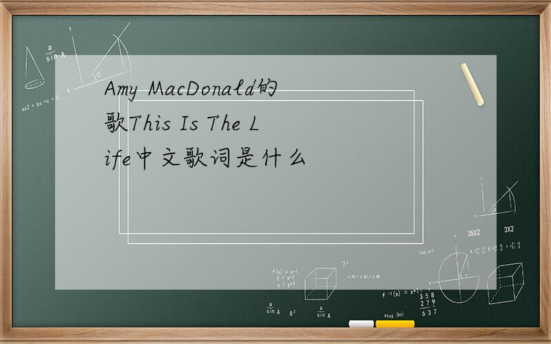 Amy MacDonald的歌This Is The Life中文歌词是什么