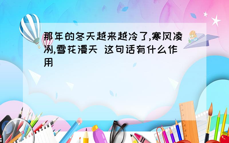 那年的冬天越来越冷了,寒风凌冽,雪花漫天 这句话有什么作用