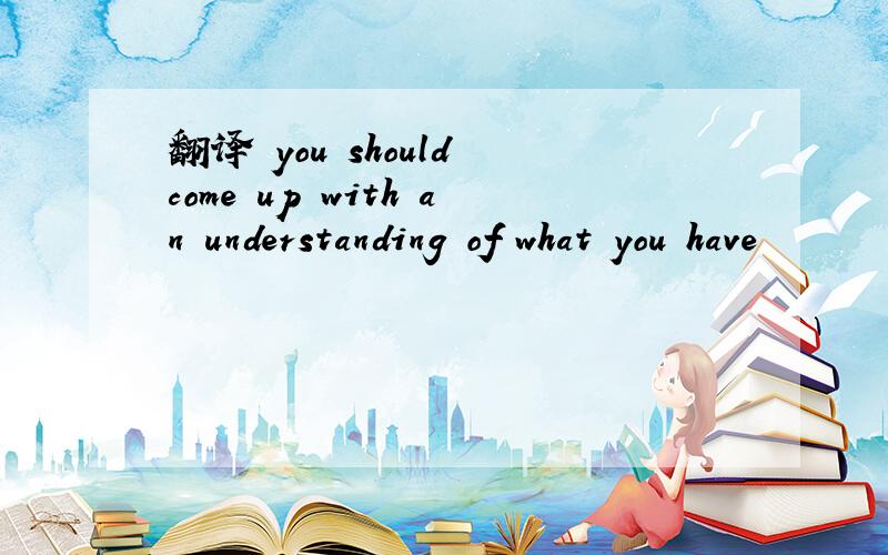 翻译 you should come up with an understanding of what you have