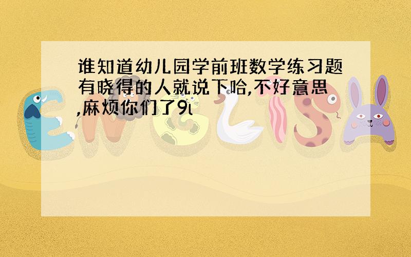 谁知道幼儿园学前班数学练习题有晓得的人就说下哈,不好意思,麻烦你们了9l