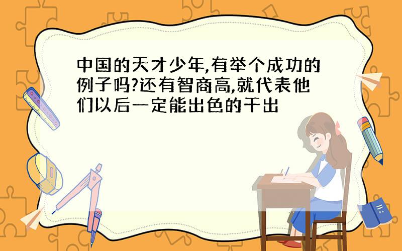 中国的天才少年,有举个成功的例子吗?还有智商高,就代表他们以后一定能出色的干出