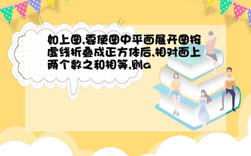 如上图,要使图中平面展开图按虚线折叠成正方体后,相对面上两个数之和相等,则a