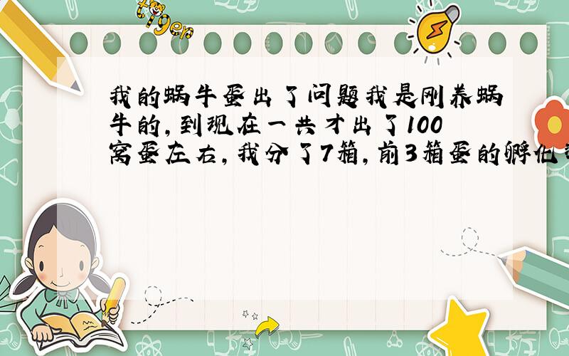 我的蜗牛蛋出了问题我是刚养蜗牛的,到现在一共才出了100窝蛋左右,我分了7箱,前3箱蛋的孵化率在90%左右,现在蜗牛蛋在