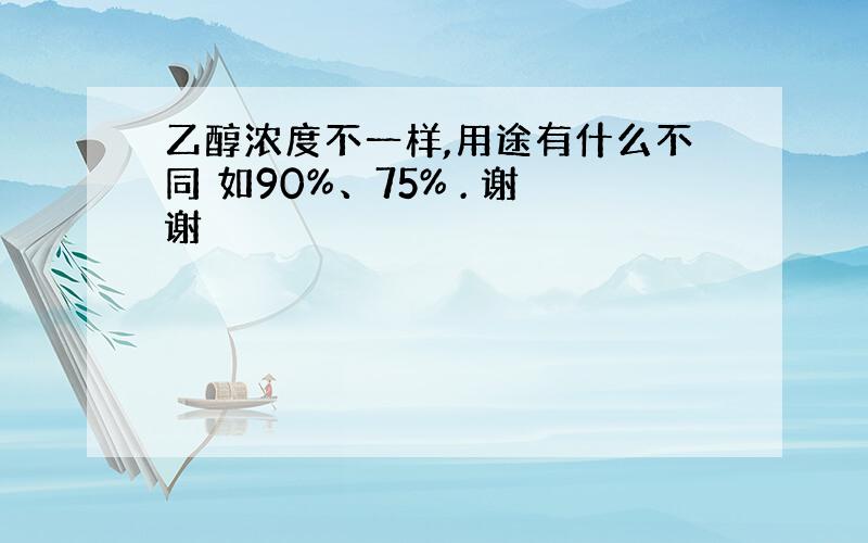 乙醇浓度不一样,用途有什么不同 如90%、75% . 谢谢