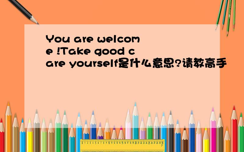 You are welcome !Take good care yourself是什么意思?请教高手