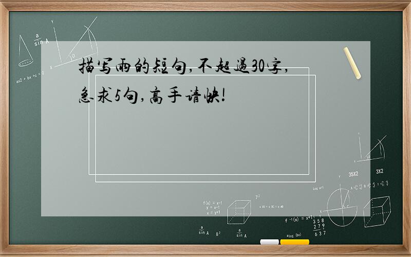 描写雨的短句,不超过30字,急求5句,高手请快!