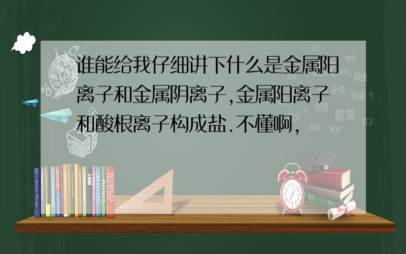 谁能给我仔细讲下什么是金属阳离子和金属阴离子,金属阳离子和酸根离子构成盐.不懂啊,