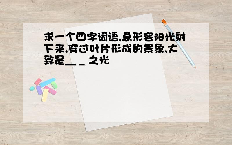 求一个四字词语,急形容阳光射下来,穿过叶片形成的景象,大致是＿ _ 之光