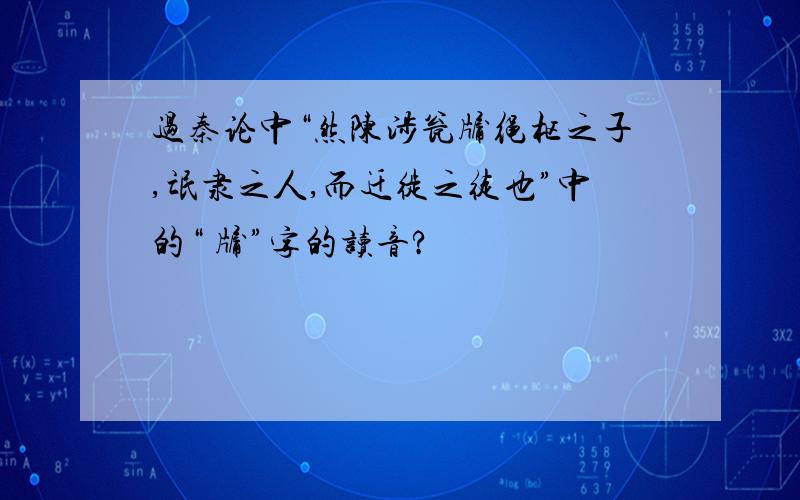 过秦论中“然陈涉瓮牖绳枢之子,氓隶之人,而迁徙之徒也”中的“ 牖”字的读音?