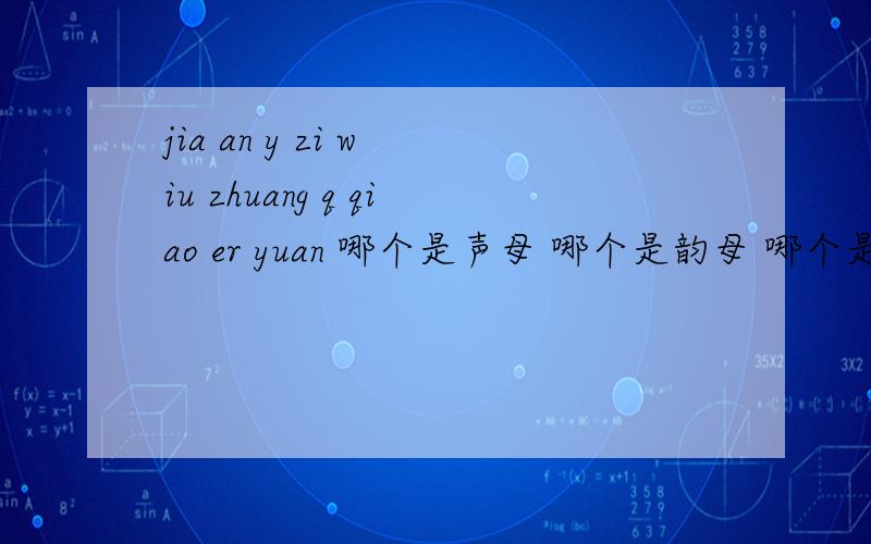 jia an y zi w iu zhuang q qiao er yuan 哪个是声母 哪个是韵母 哪个是整体认读音节