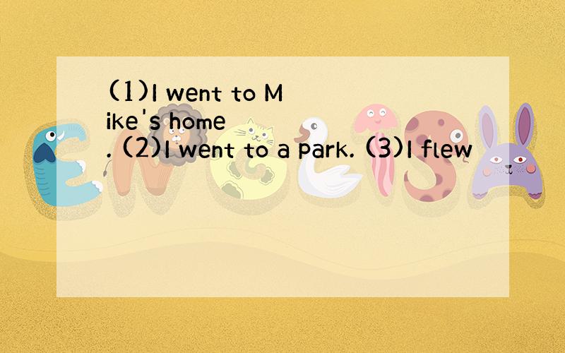 (1)I went to Mike's home. (2)I went to a park. (3)I flew