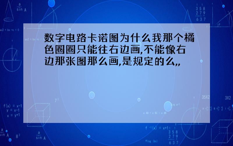 数字电路卡诺图为什么我那个橘色圈圈只能往右边画,不能像右边那张图那么画,是规定的么,,